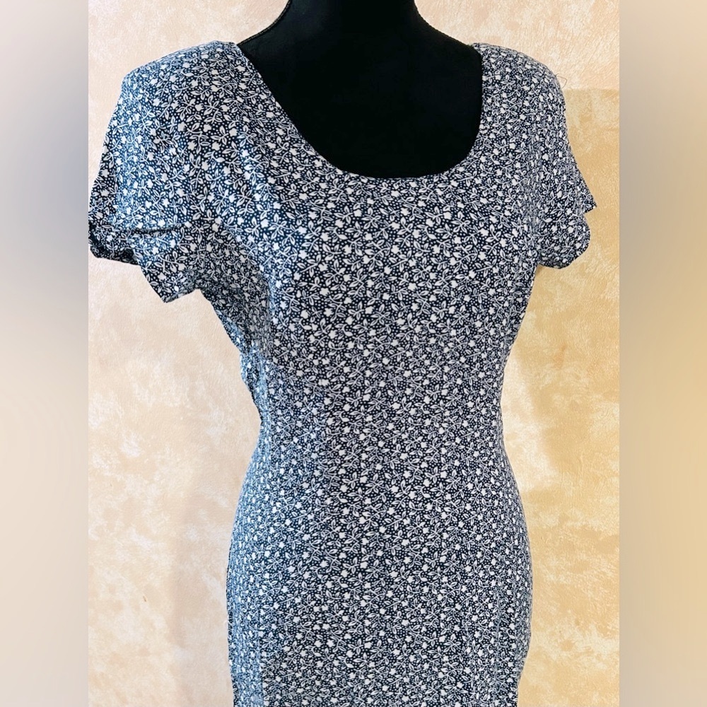 90s vintage Rampage navy and White Floral Maxi Dress